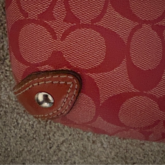 Vintage Coach Y2K Signature C Hot Pink Demi Canvas Leather Shoulder Bag Hobo - Picture 4 of 11